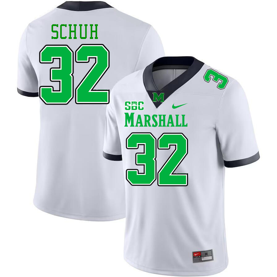 Marshall Thundering Herd #32 Pete Schuh College Football Jerseys Stitched-White